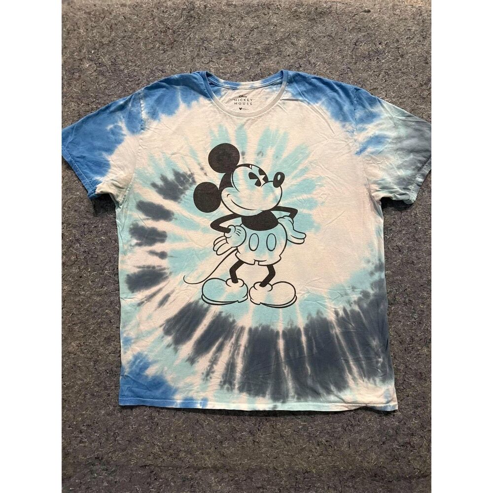 Disney Mickey Mouse Blue Tie-Dye Graphic T-Shirt Men’s XL